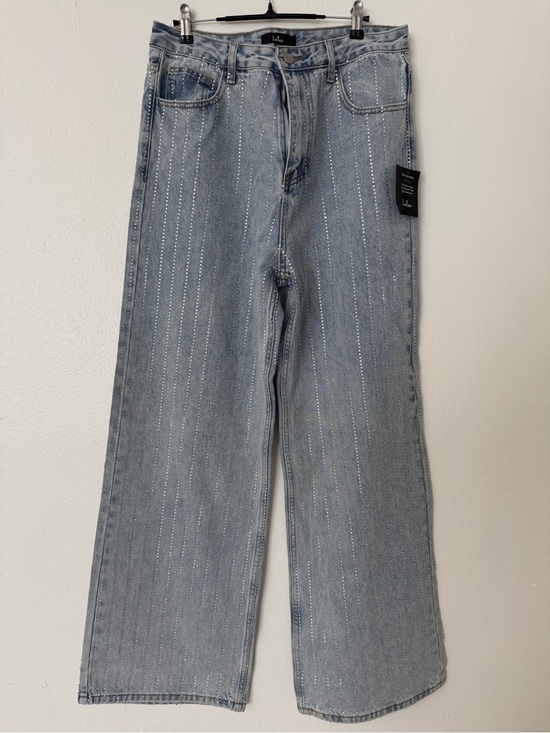 Lulus Denim - Lulus Rhinestone Wide Leg Jeans Light Wash NWT